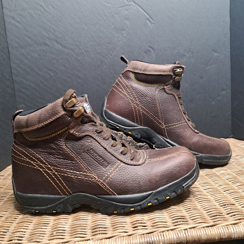 Michelin Tires Work Boots Mens Size 9 Brown Leather Hiking Waterproof Soft Toe